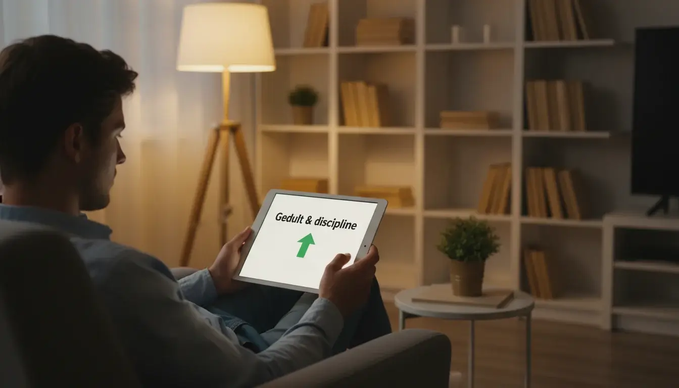 Gefocuste wedder die kalm blijft tijdens het analyseren van wedstrijden