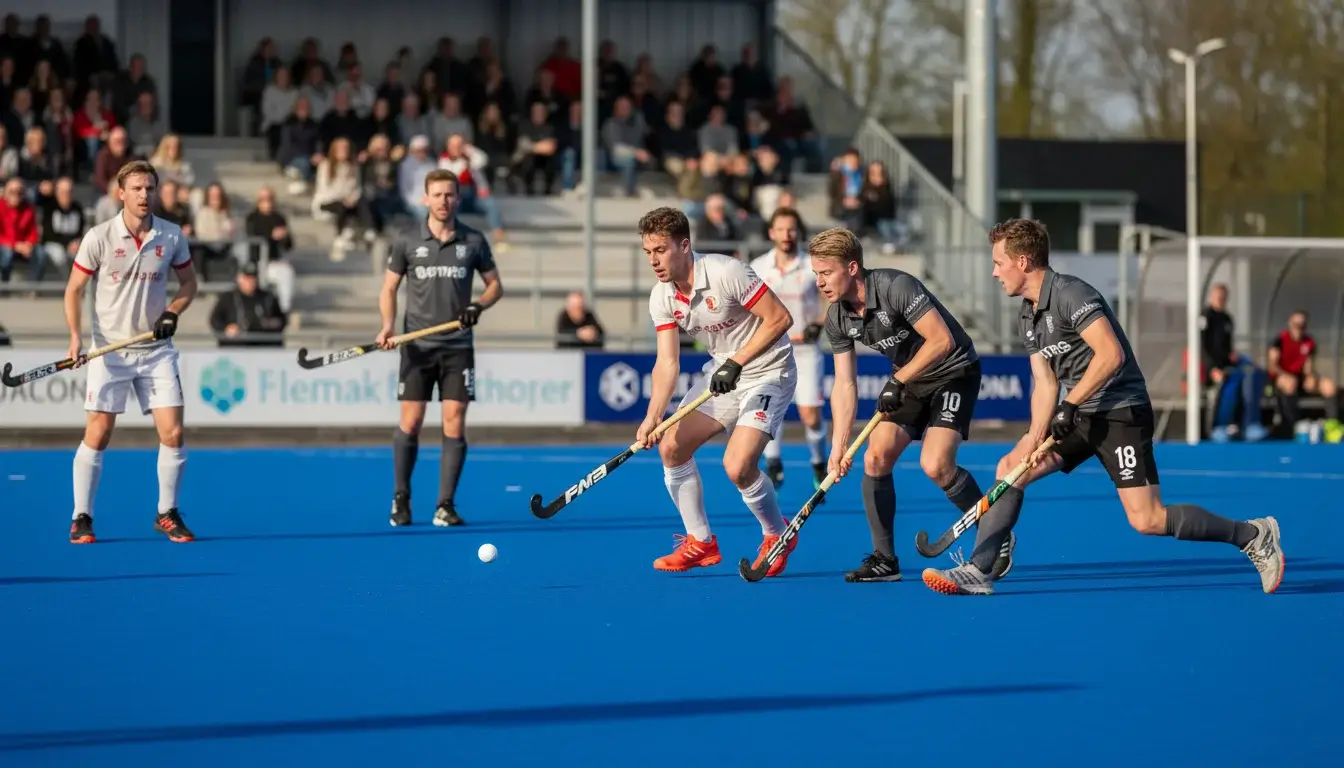 HC Bloemendaal spelers in actie op sportpark 't Kopje