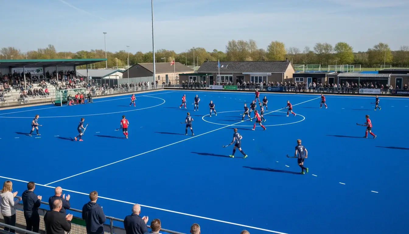 Het sportcomplex van HC Den Bosch aan de Oosterplas tijdens een thuiswedstrijd