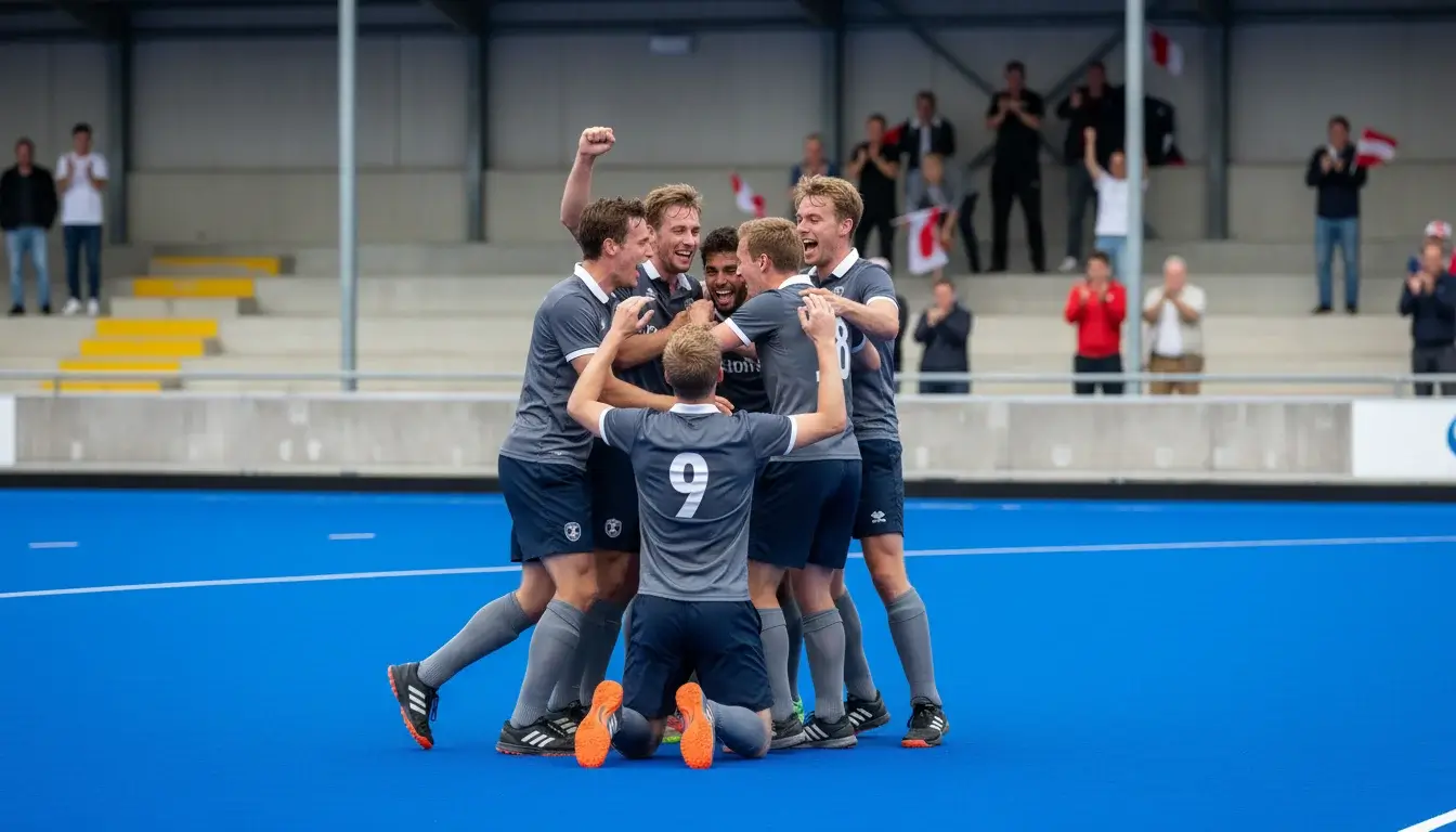 Hockeyteam viert een verrassende overwinning op het veld